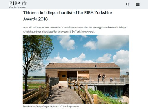 Group Ginger Shortlisted for RIBA Yorkshire Awards X3